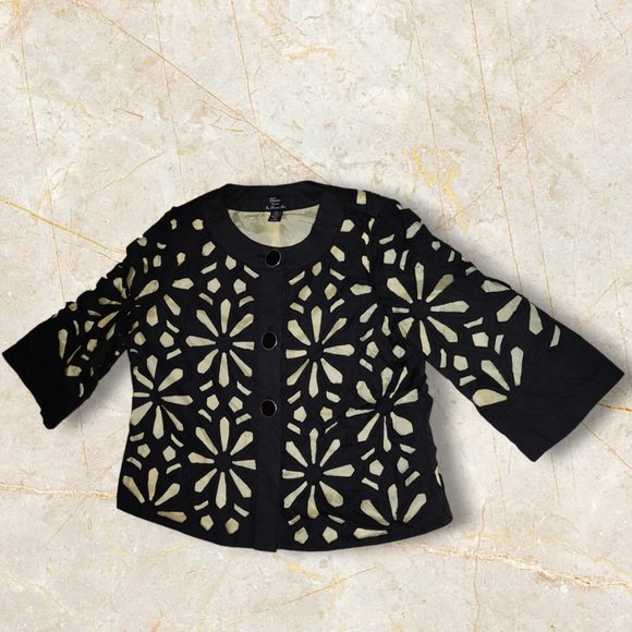 Trenz By Theresa Renz 1X Jacket Black And Yellow Green Cutout - Picture 3 of 7